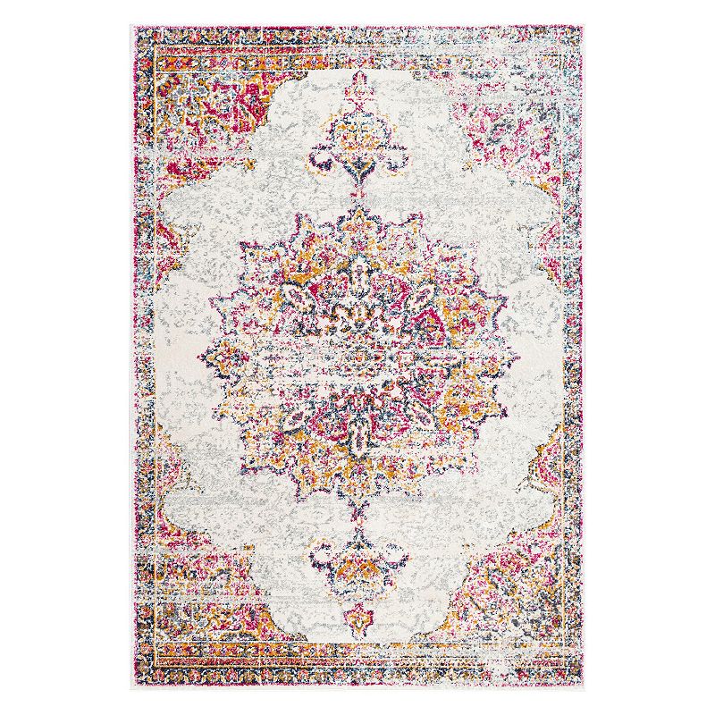 nuLOOM Sunny Wildflower Framed Medallion Rug, Pink, 12X15 Ft