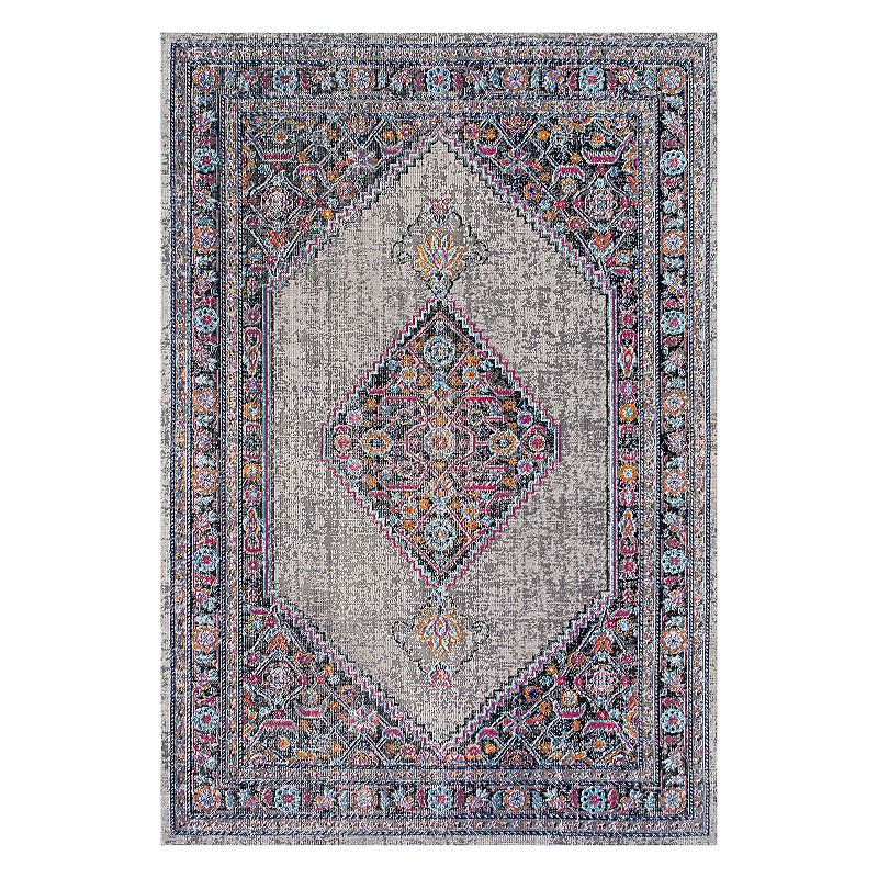 nuLOOM Dortha Vintage Framed Medallion Rug, Grey, 9X12 Ft