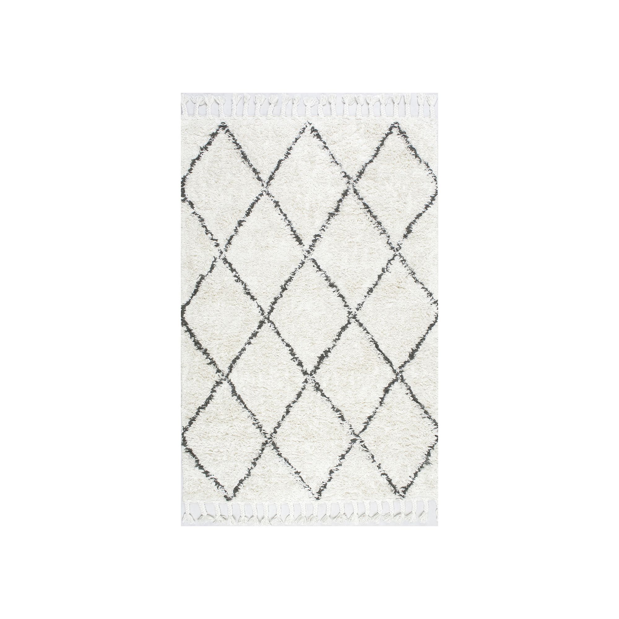 nuLOOM Fez Lattice Shag Wool Rug, Natural