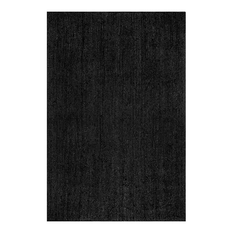 nuLOOM Rigo Solid Jute Rug, Black, 10X14 Ft