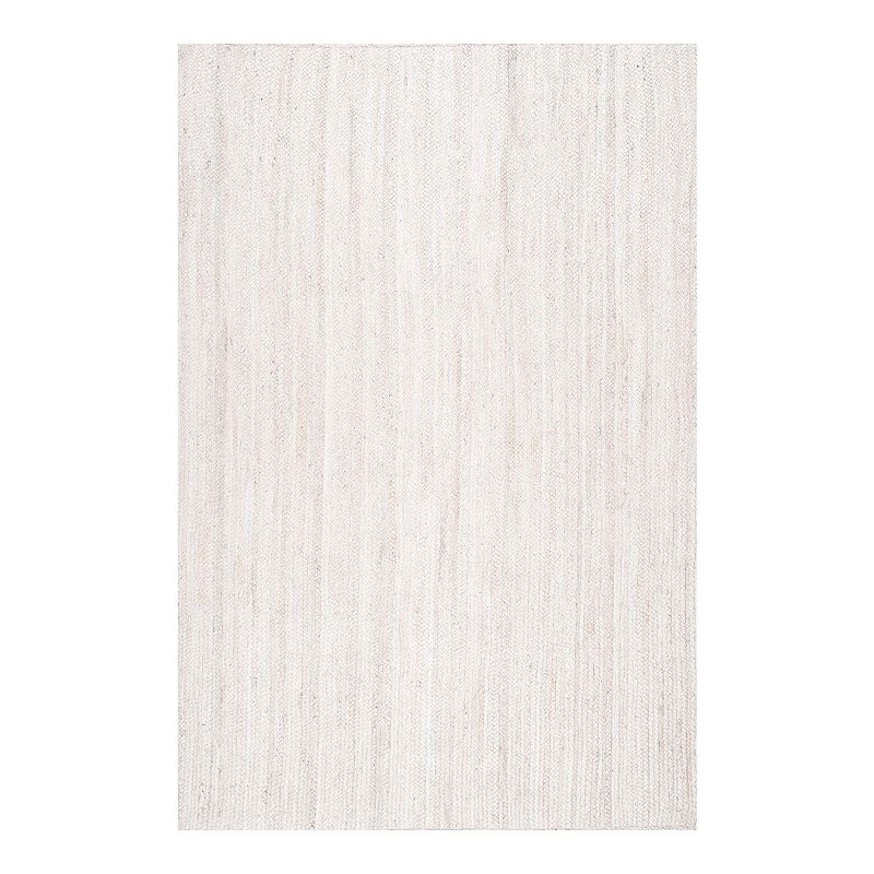 nuLOOM Rigo Solid Jute Rug, White, 10Ft Rnd