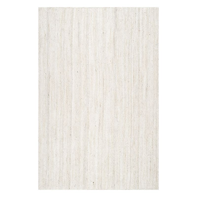 nuLOOM Rigo Solid Jute Rug, White, 8Ft Rnd