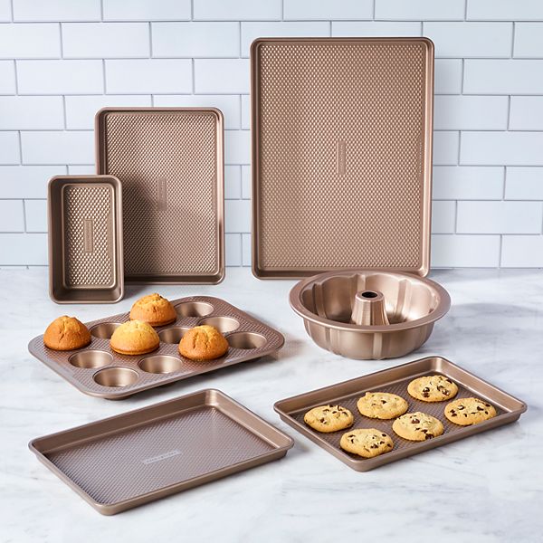 JOHO BAKING Cookie Sheet Baking Pan Set, Professional Baking Sheet for oven  Nonstick, 2 Piece Bakeware Set, 9x13in,10x15in, Textured, Gold