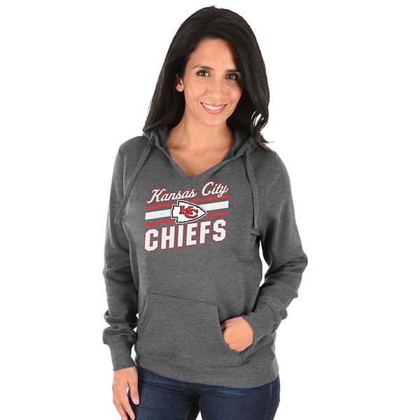 Antigua Kansas City Chiefs Women's Black Chenille Logo Victory Crew Sweatshirt, Black, 65% Cotton / 35% POLYESTER, Size S, Rally House