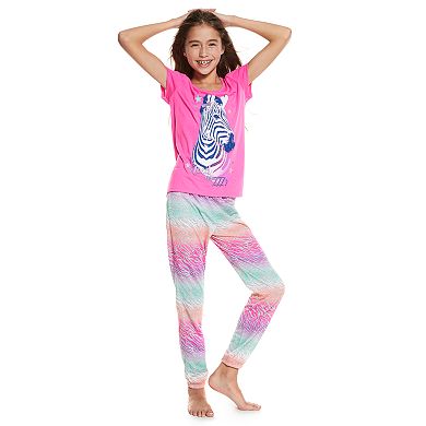Girls 4-14 SO® Graphic Tee, Patterned Shorts & Bottoms Pajama Set