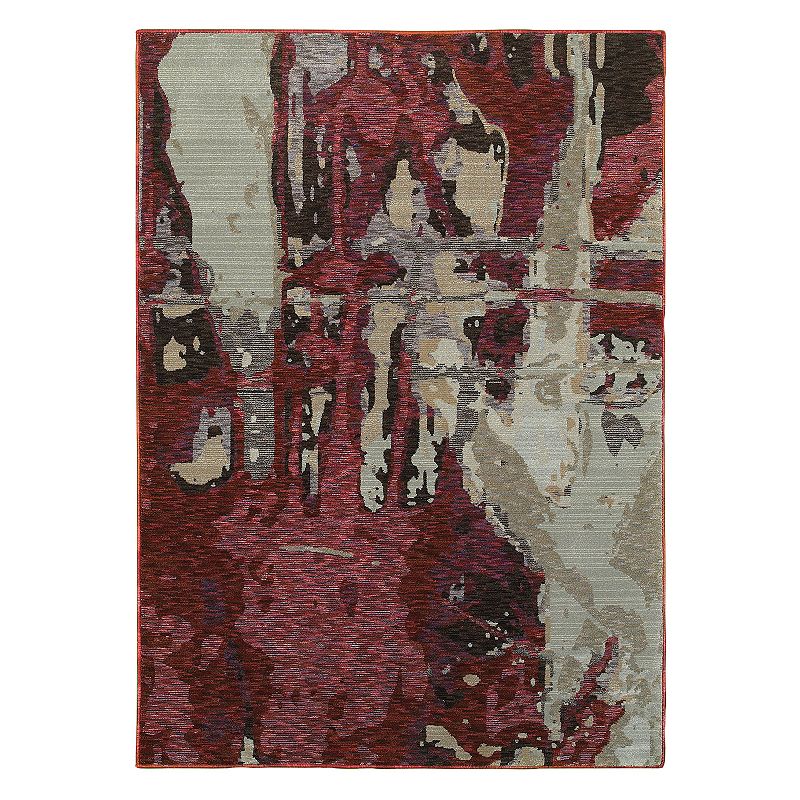 StyleHaven Easton Canvas Abstract Rug, Red, 2X3 Ft