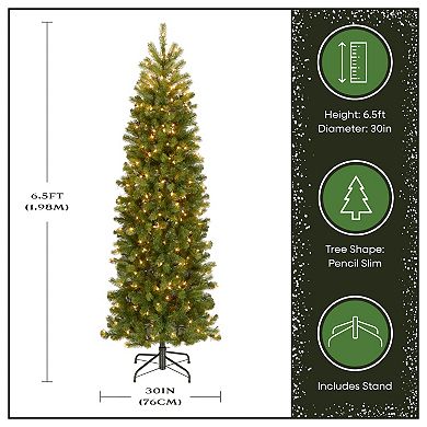National Tree Company 6.5-ft. Pre-Lit Downswept Douglas Fir Pencil Slim Artificial Christmas Tree