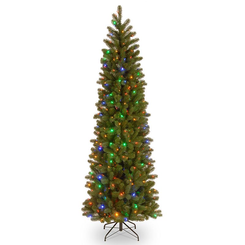 6.5 ft. Downswept Douglas Pencil Slim Fir Tree with Dual Color LED Lights, Greens