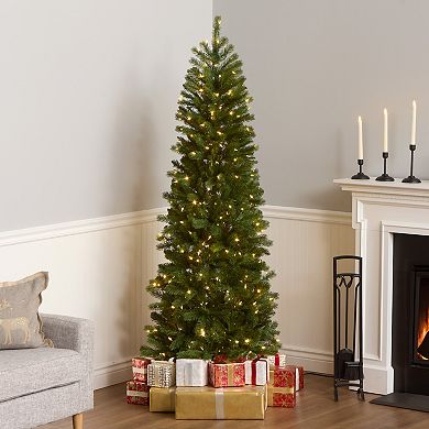 National Tree Company 6.5-ft. Pre-Lit LED Downswept Douglas Fir Pencil Slim Artificial Christmas Tree