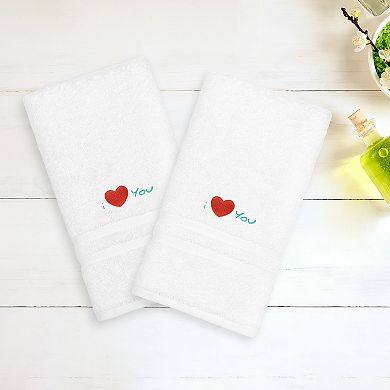 Linum Home Textiles "I Love You" Embroidered 2-pack Hand Towels