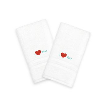 Linum Home Textiles "I Love You" Embroidered 2-pack Hand Towels
