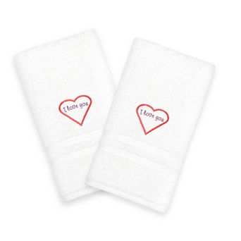 Linum Home Textiles "I Love You" Embroidered 2-pack Hand Towels