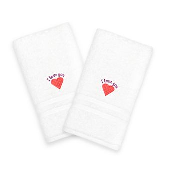 Linum Home Textiles "I Love You" Embroidered 2-pack Hand Towels