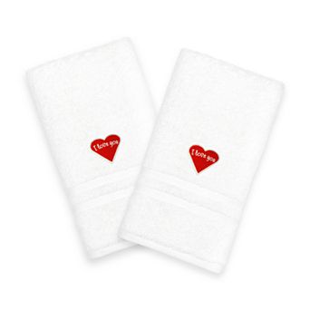 Linum Home Textiles "I Love You" Embroidered 2-pack Hand Towels