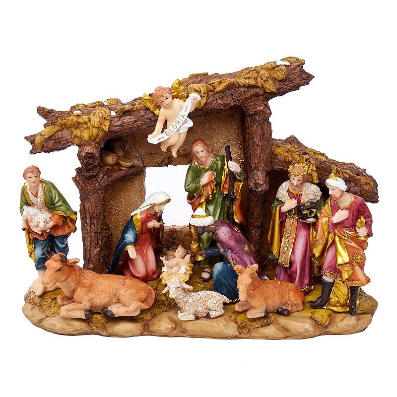 Kurt Adler Nativity Scene Christmas Table Decor 11-piece Set, Multicolor