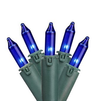 46.5-ft. 100-Count Blue Mini Christmas Lights Strand with Green Wire