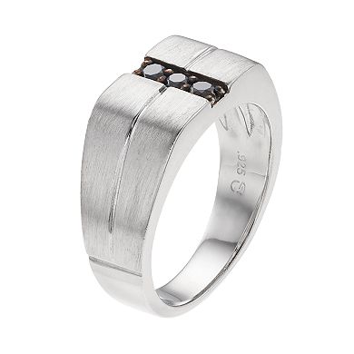Men's Brushed Sterling Silver 1/4 Carat T.W. Black Diamond Ring