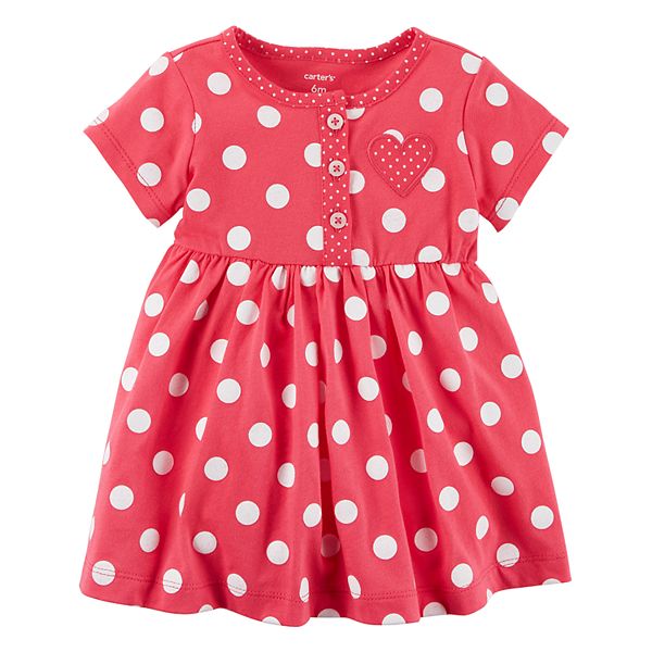 Baby Girl Carter's Heart Patch Polka-Dot Dress