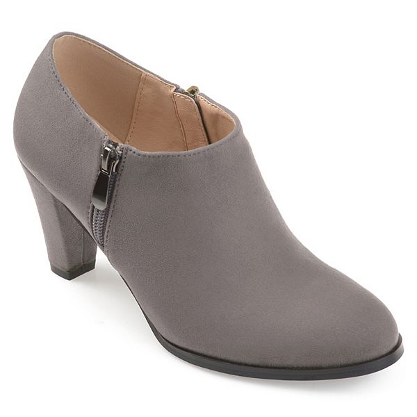 Journee Collection Womens Sanzi Comfort Insole Inside Zip Block Heel Booties Grey 6.5