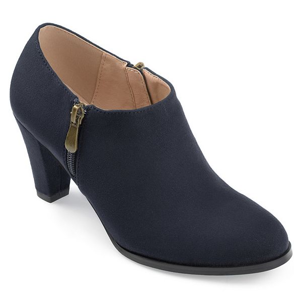 Journee Collection Womens Sanzi Comfort Insole Inside Zip Block Heel Booties Navy 11