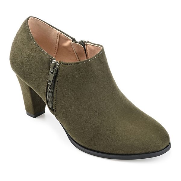 Journee Collection Womens Sanzi Comfort Insole Inside Zip Block Heel Booties Olive 9