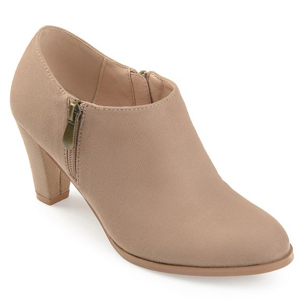 Journee Collection Womens Sanzi Comfort Insole Inside Zip Block Heel Booties Taupe 12