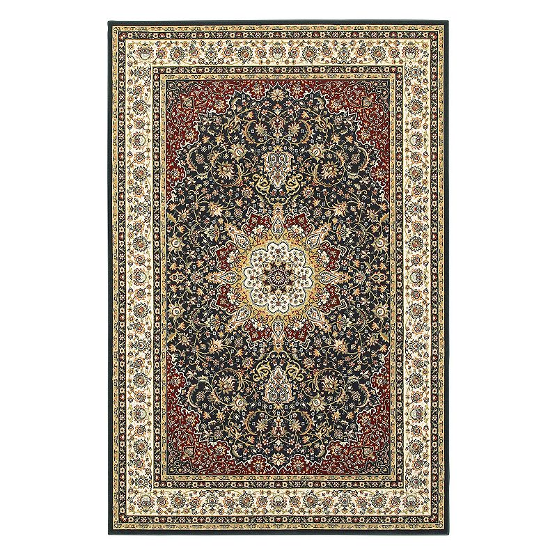 StyleHaven Keswick Marquis Framed Floral Rug, Dark Blue, 6.5X9.5 Ft