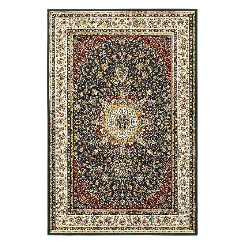 StyleHaven Keswick Marquis Framed Floral Rug, Dark Blue, 5.5X7.5 Ft