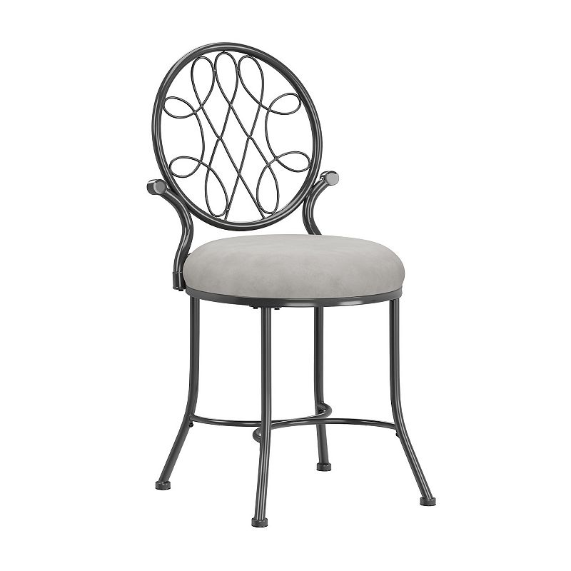 Hillsdale Furniture Stacey Vanity Stool, Grey