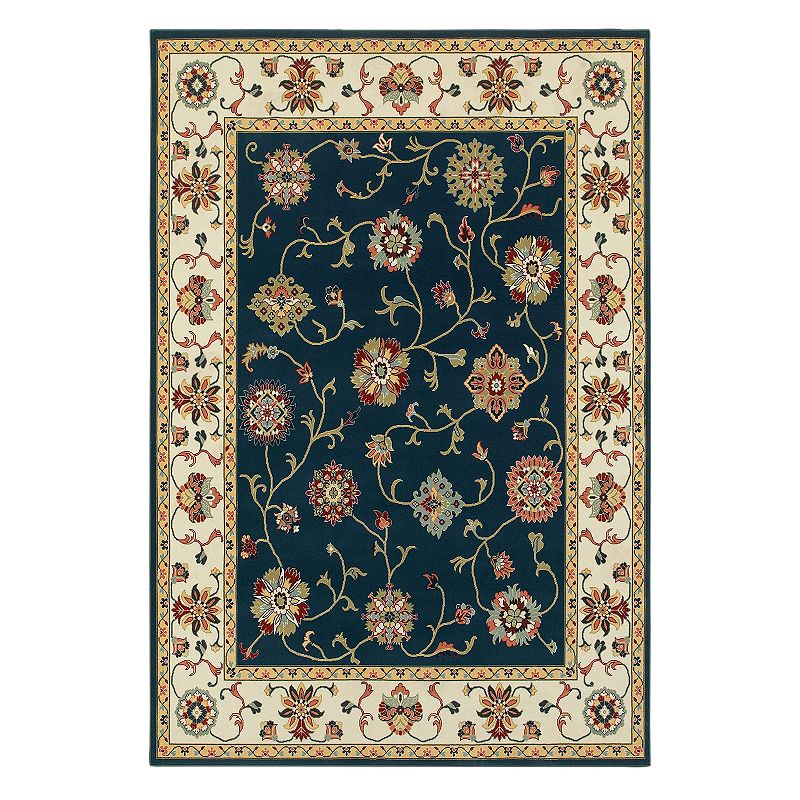 StyleHaven Keswick Countess Framed Floral Rug, Dark Blue, 10X13 Ft