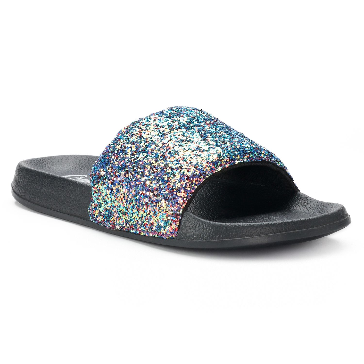 glitter sandals slides