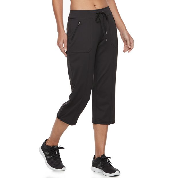 tek gear, Pants & Jumpsuits, Capri Leggings Athletic Pants Side Pocket  Black Stripe New With Tag Size Small