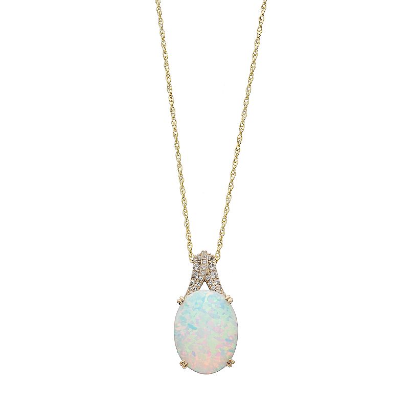 62445539 14k Gold Over Silver Lab-Created Opal Pendant Neck sku 62445539