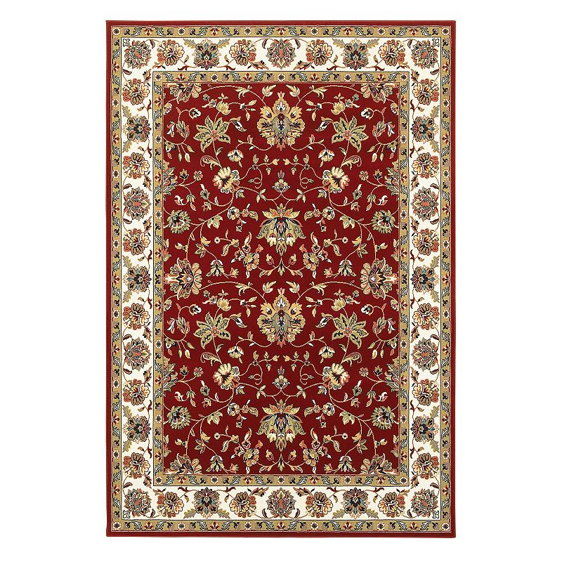 StyleHaven Keswick Fleur Rouge Framed Floral Rug, Red, 6.5X9.5 Ft