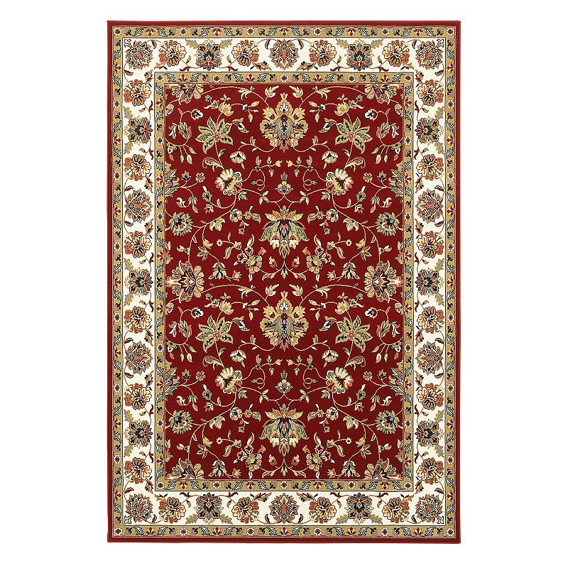 StyleHaven Keswick Fleur Rouge Framed Floral Rug, Red, 6.5X9.5 Ft