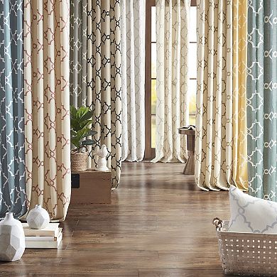 Madison Park 1-Panel Westmont Fretwork Print Light Filtering Window Curtain