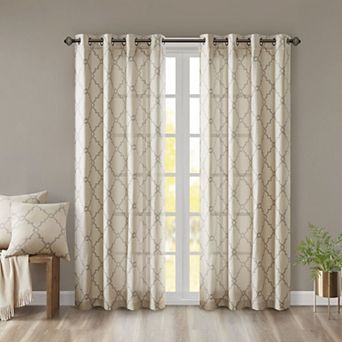 Madison Park 1-Panel Westmont Fretwork Print Light Filtering Window Curtain