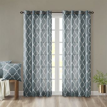 Madison Park 1-Panel Westmont Fretwork Print Light Filtering Window Curtain