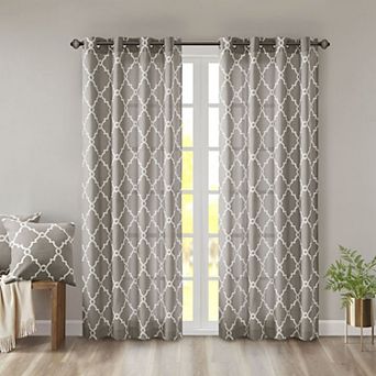 Madison Park 1-Panel Westmont Fretwork Print Light Filtering Window Curtain