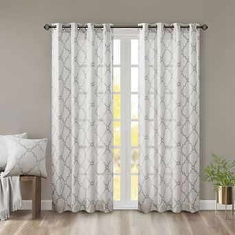 Madison Park 1-Panel Westmont Fretwork Print Light Filtering Window Curtain