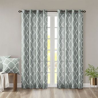 Madison Park 1-Panel Westmont Fretwork Print Light Filtering Window Curtain