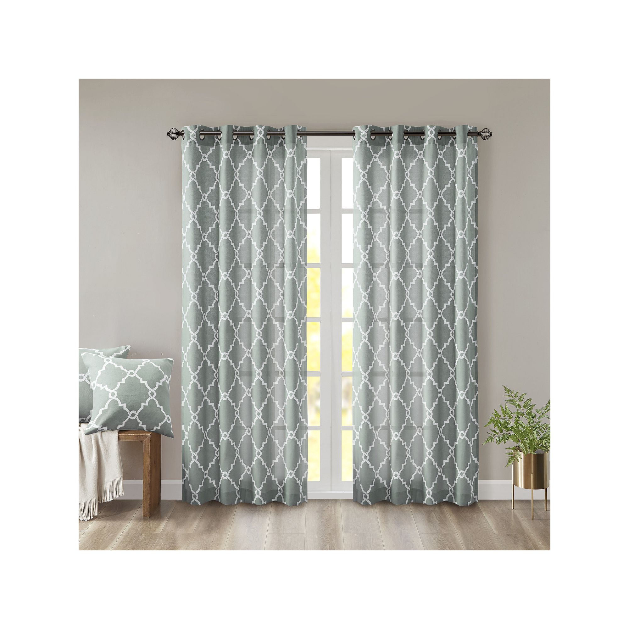 Madison Park 1-Panel Westmont Fretwork Print Light Filtering Window Curtain