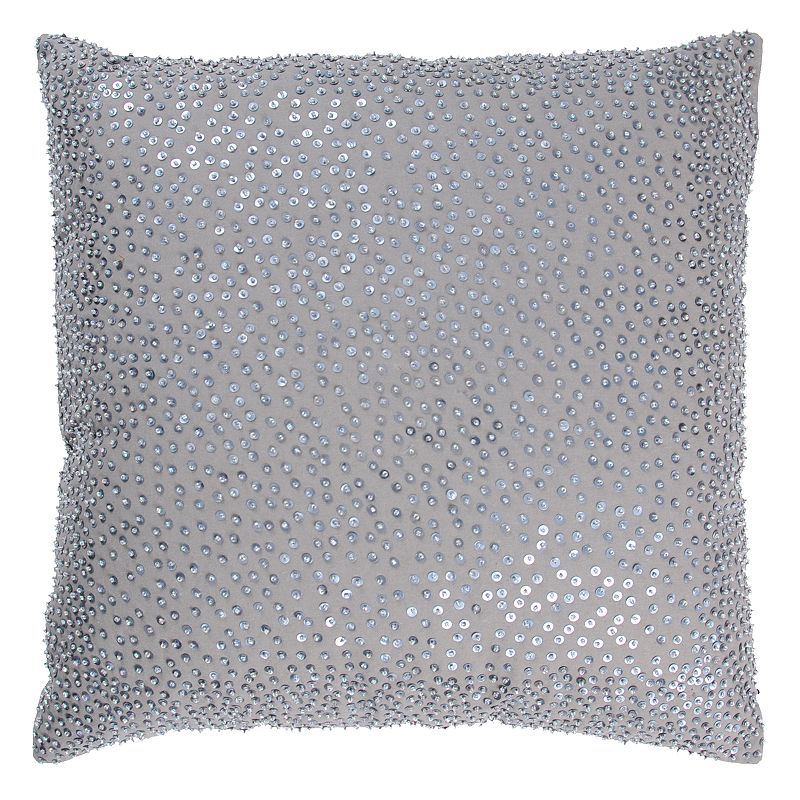Rizzy Home Solid Beaded Throw Pillow, Grey - Sonja Morgan