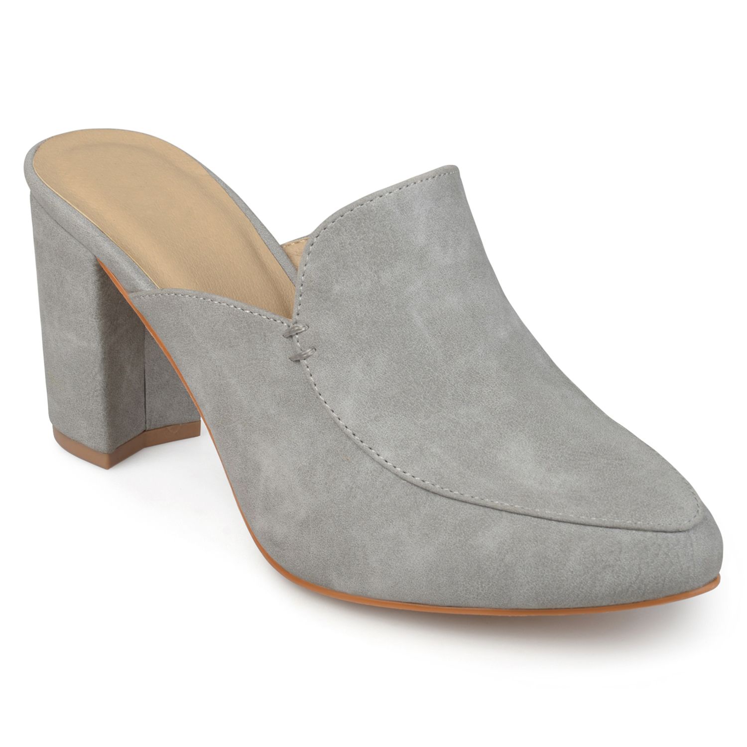grey clogs and mules
