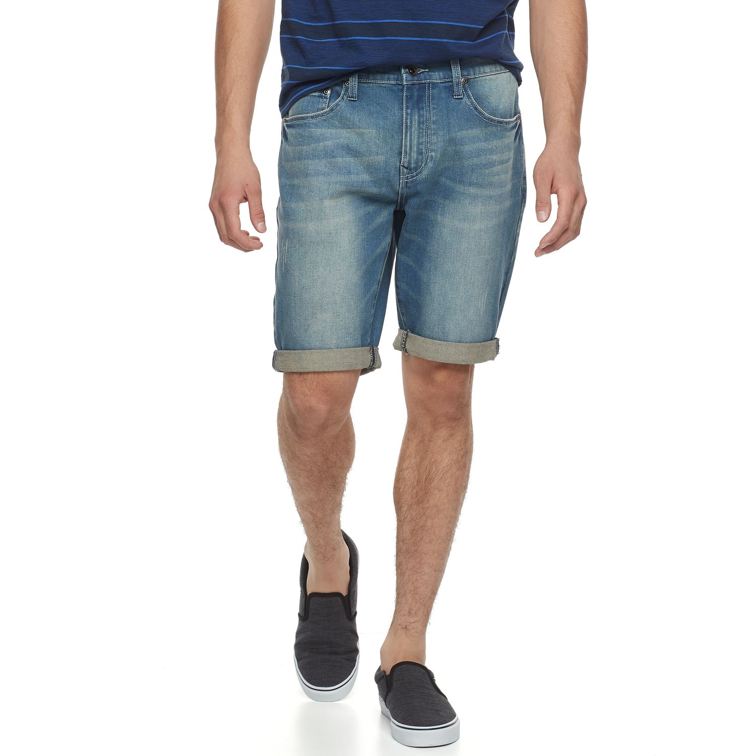 mens cuffed denim shorts