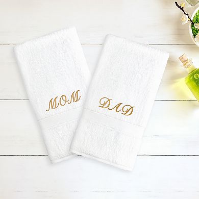 Linum Home Textiles "Mom & Dad" Embroidered 2-pack Hand Towels