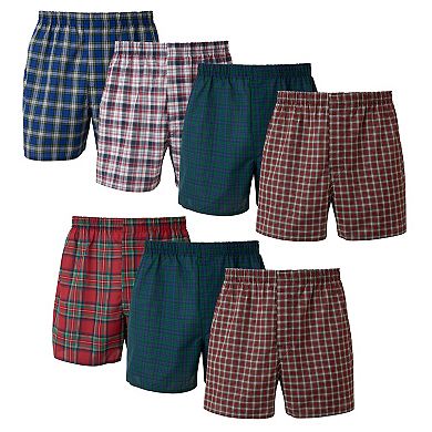 Men's Hanes Classics 5-pack + 2 Bonus Full-Cut Plaid Woven Boxers