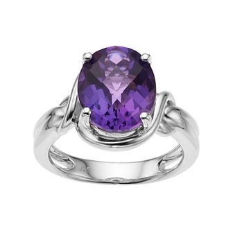 Sterling Silver Amethyst Oval Ring