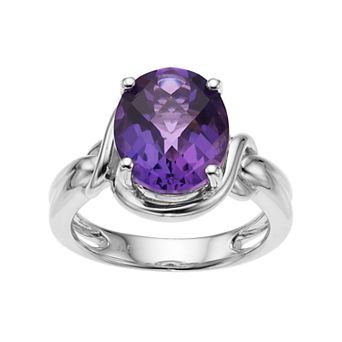 MASTERPIECE Sterling Silver Amethyst Oval Ring