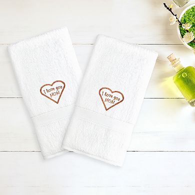 Linum Home Textiles "I Love You Mom" Embroidered 2-pack Hand Towels
